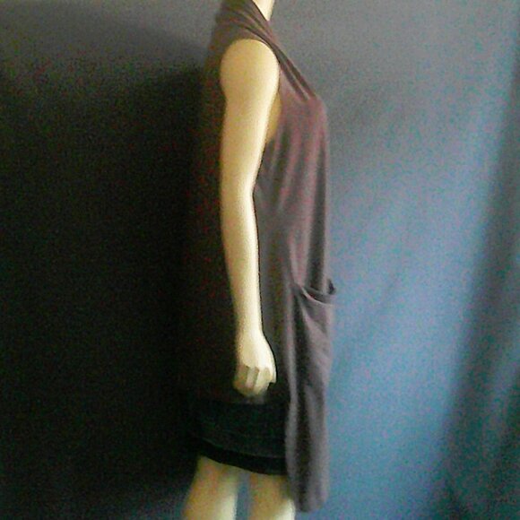 Bryn Walker Taupe Brown Hi Low Large Pocket Long Vest M - Picture 5 of 12